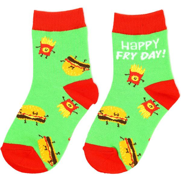 pavilion gift company Burger and Fries S/M Youth Cotton Blend Crew Socks