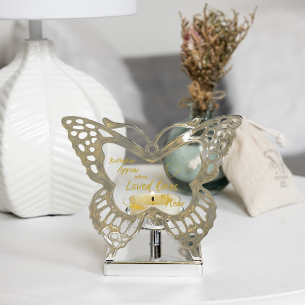 Pavilion Gift Company Butterflies 4.25" Glass Butterfly Tea Light Holder