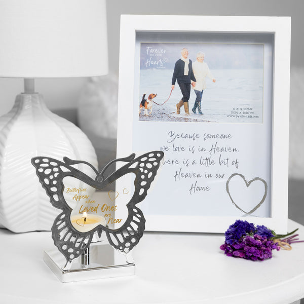 Pavilion Gift Company Butterflies 4.25" Glass Butterfly Tea Light Holder