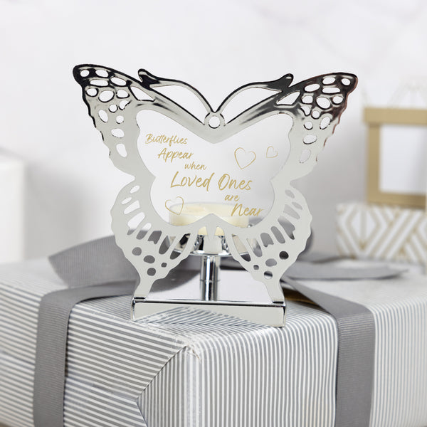 Pavilion Gift Company Butterflies 4.25" Glass Butterfly Tea Light Holder