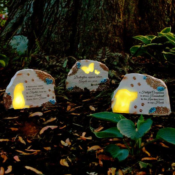 Pavilion Gift Company Butterflies Appear 7" X 5" Solar Memorial Garden Stone