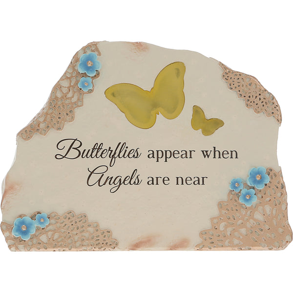 pavilion gift company Butterflies Appear 7" x 5" Solar Memorial Garden Stone