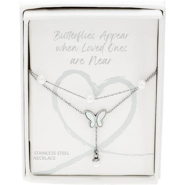 pavilion gift company Butterflies Appear Stainless Steel Layered Necklace