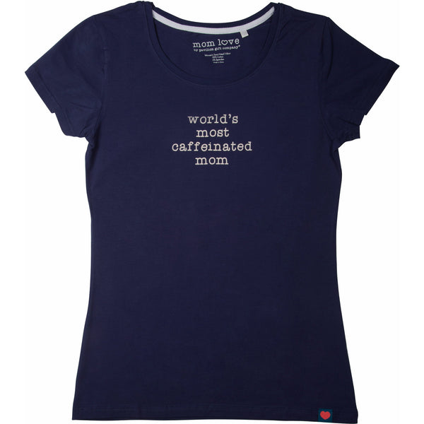 Pavilion Gift Company Caffeinated Mom Small Navy Blue T-Shirt