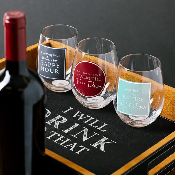 Pavilion Gift Company Calm Down 18 Oz Stemless Wine Glass