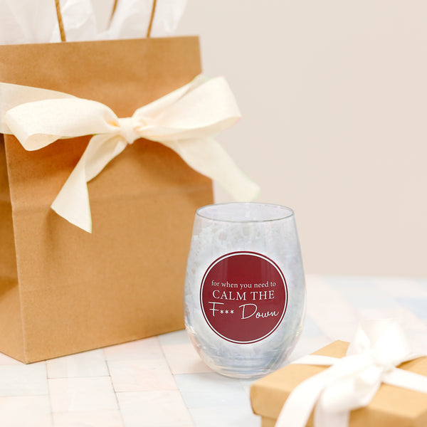 Pavilion Gift Company Calm Down 18 Oz Stemless Wine Glass