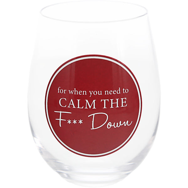 pavilion gift company Calm Down 18 oz Stemless Wine Glass