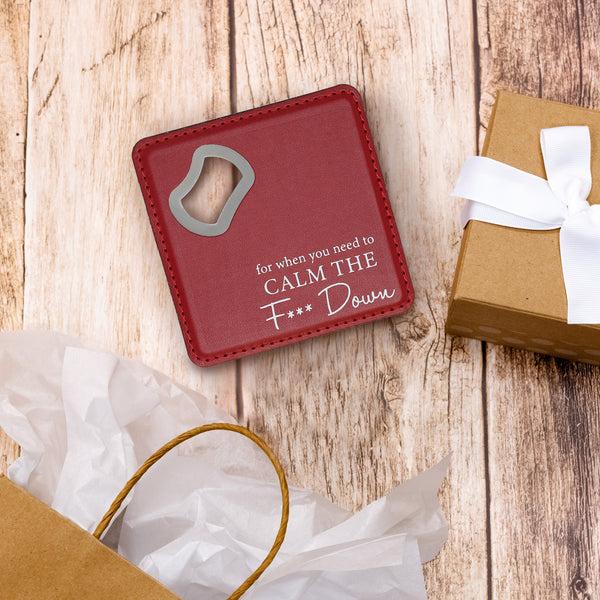 Pavilion Gift Company Calm Down 4" X 4" Bottle Opener Coaster