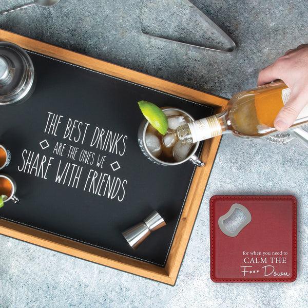 Pavilion Gift Company Calm Down 4" X 4" Bottle Opener Coaster