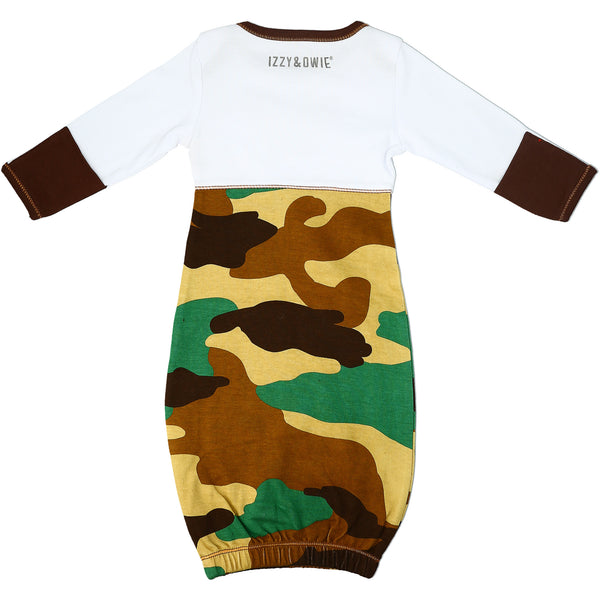 Pavilion Gift Company Camo Deer 0-3 Months Gown With Mitten Cuffs