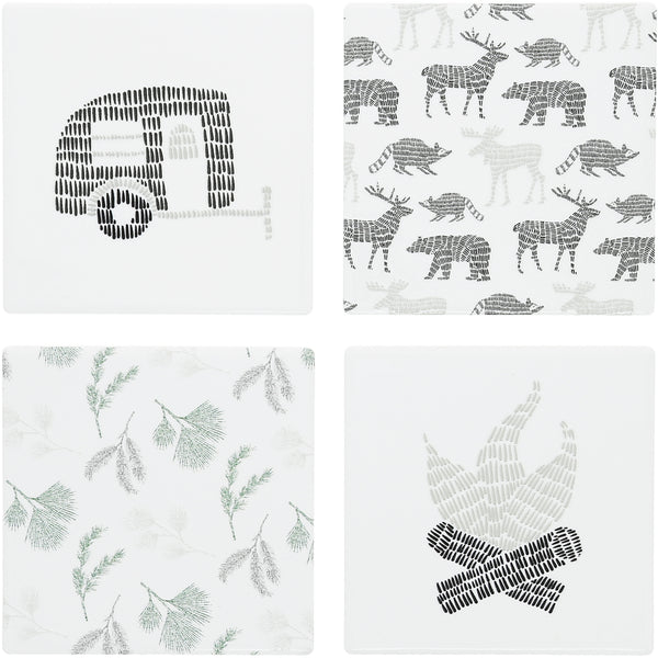 pavilion gift company Camp 4" Ceramic Coasters (Set of 4)