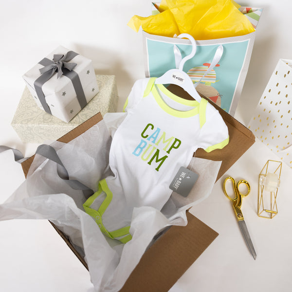 Pavilion Gift Company Camp Bum 6-12 Month Light Green Trimmed Bodysuit