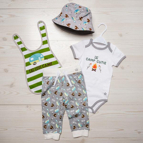 Pavilion Gift Company Camp Cutie 12-24 Months Gray Trimmed Bodysuit