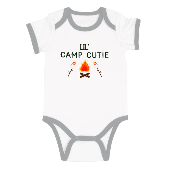pavilion gift company Camp Cutie 12-24 Months Gray Trimmed Bodysuit