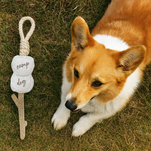 Pavilion Gift Company Camp Dog 16.5" Dog Toy On Rope