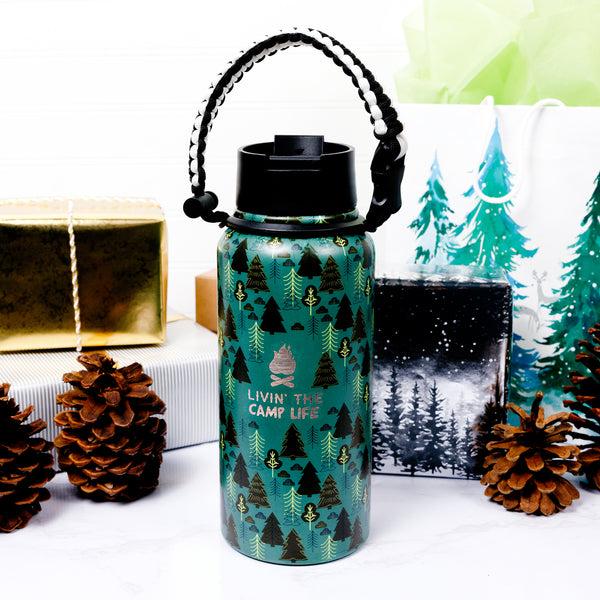 Pavilion Gift Company Camp Life 32 Oz Stainless Steel Water Bottle With Paracord Survival Handle