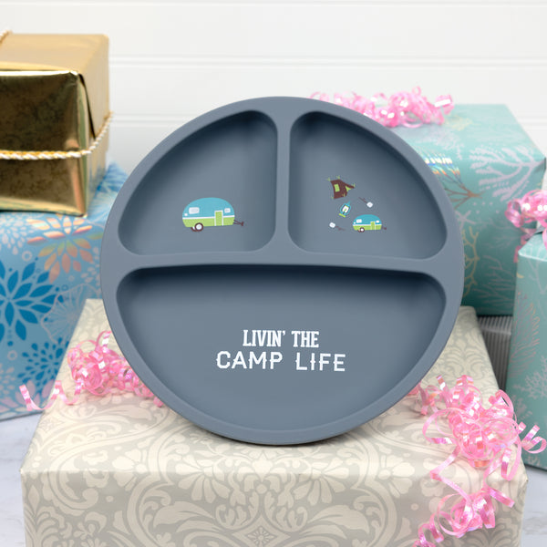 Pavilion Gift Company Camp Life 7.75" Divided Silicone Suction Plate