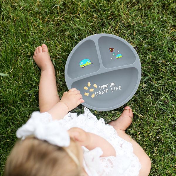 Pavilion Gift Company Camp Life 7.75" Divided Silicone Suction Plate