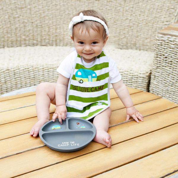 Pavilion Gift Company Camp Life 7.75" Divided Silicone Suction Plate