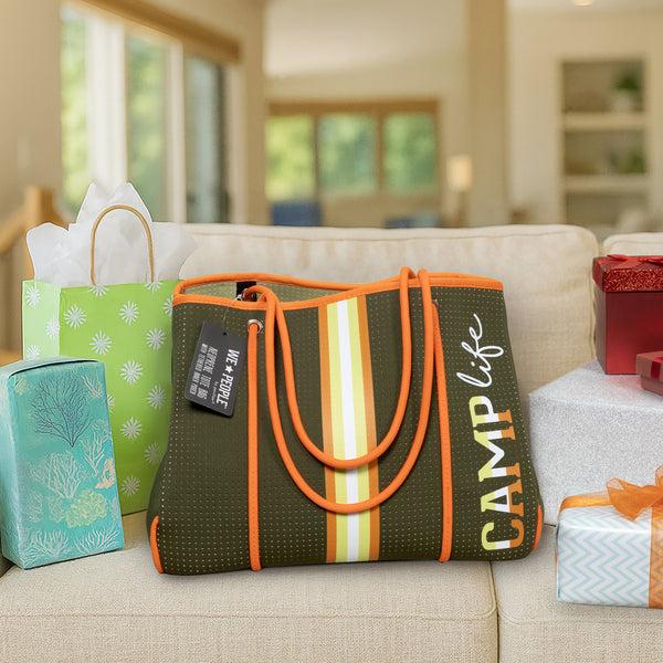 Pavilion Gift Company Camp Life Neoprene Tote Bag With Tethered Inner Pouch