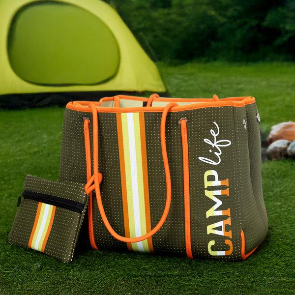 Pavilion Gift Company Camp Life Neoprene Tote Bag With Tethered Inner Pouch