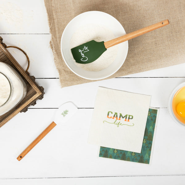 Pavilion Gift Company Camp Life Spatula And Reusable Dish Cloth Set (2 Of Each)