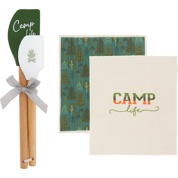 pavilion gift company Camp Life Spatula and Reusable Dish Cloth Set (2 of Each)