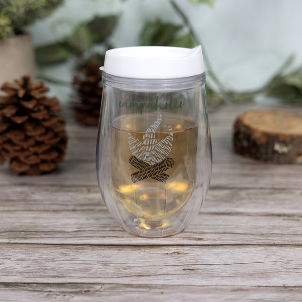 Pavilion Gift Company Campaholic 12 Oz Acrylic Stemless Wine Glass With Lid