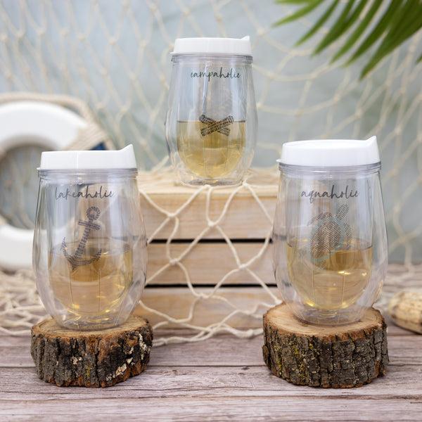 Pavilion Gift Company Campaholic 12 Oz Acrylic Stemless Wine Glass With Lid