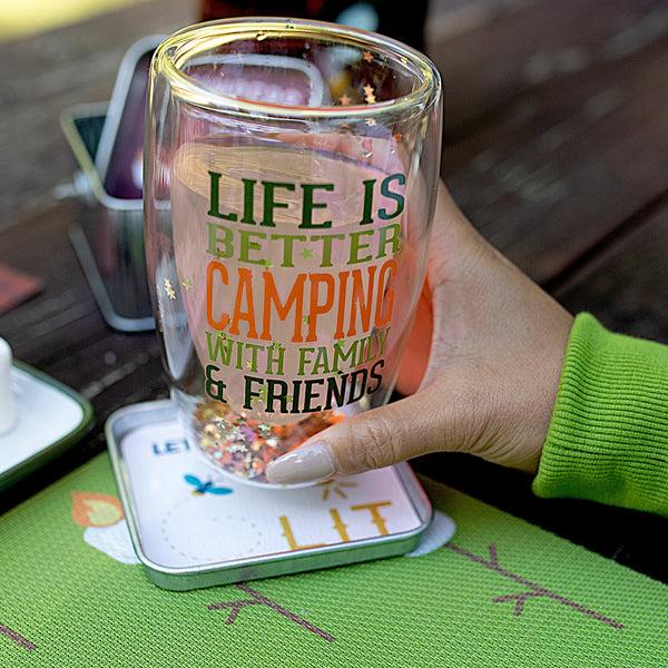Pavilion Gift Company Camping 14 Oz Double-Walled Glass