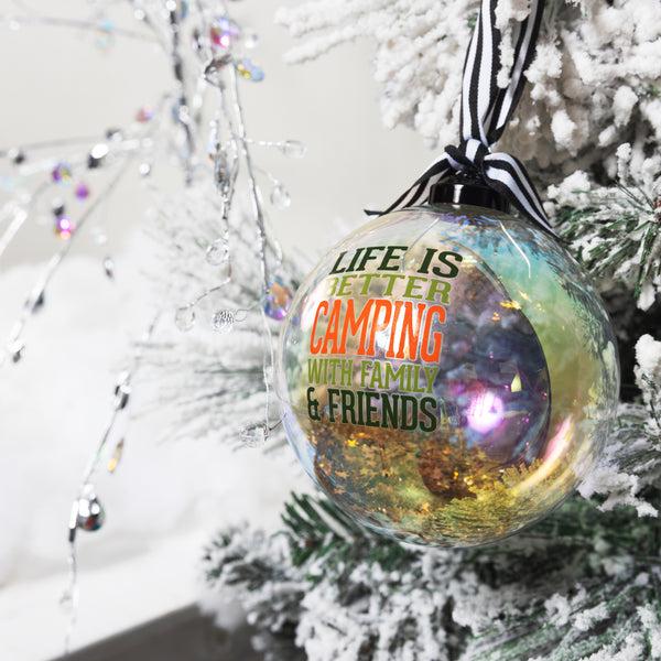Pavilion Gift Company Camping 4" Iridescent Glass Ornament