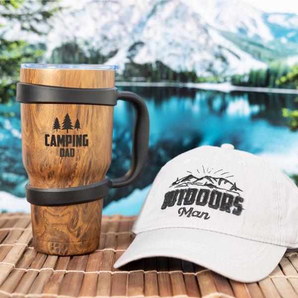 Pavilion Gift Company Camping Dad 30 Oz Stainless Steel Travel Tumbler With Handle