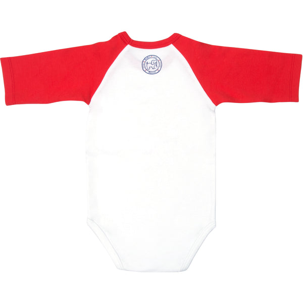 Pavilion Gift Company Canada 6-12 Months 3/4 Length Red Sleeve Onesie