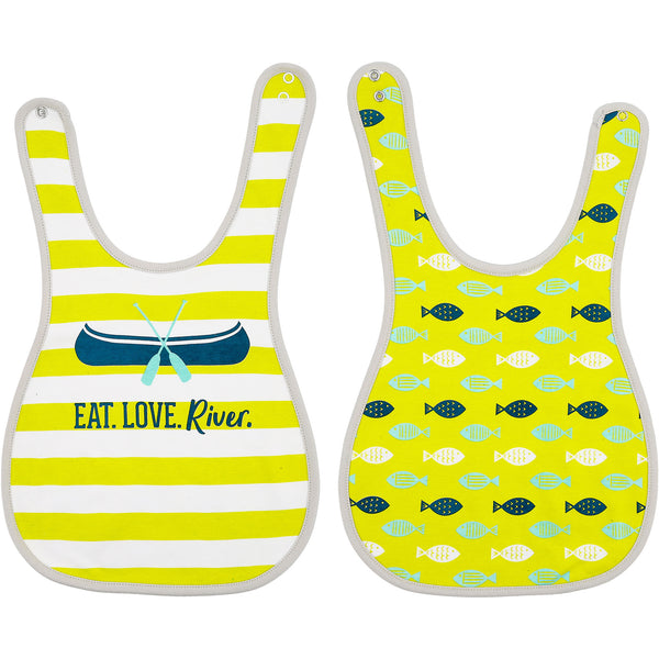 pavilion gift company Canoes and Fish Reversible Bib 6 Months - 3 Years