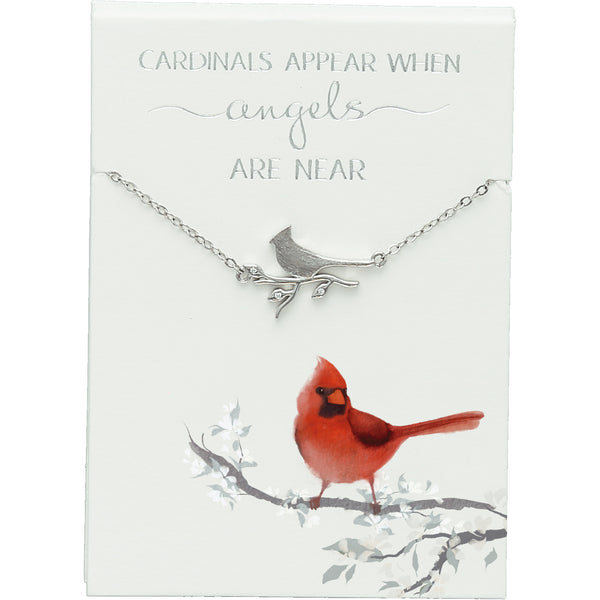 pavilion gift company Cardinals Appear 16.5"-18.5" Silver Plated Necklace with Cubic Zirconia Stones