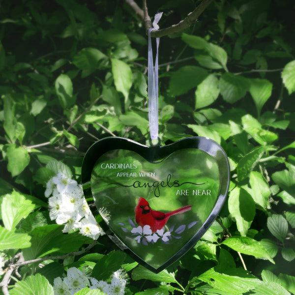 Pavilion Gift Company Cardinals Appear 4.75" Mirrored Glass Ornament
