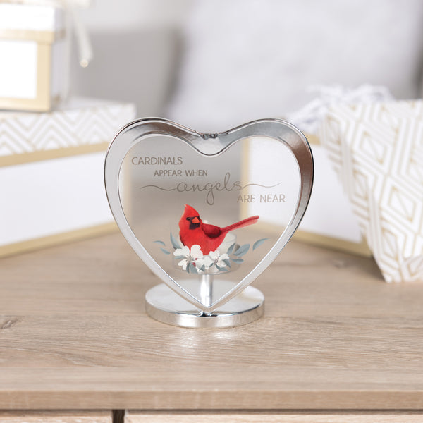 Pavilion Gift Company Cardinals Appear 5" Glass Heart Tea Light Holder