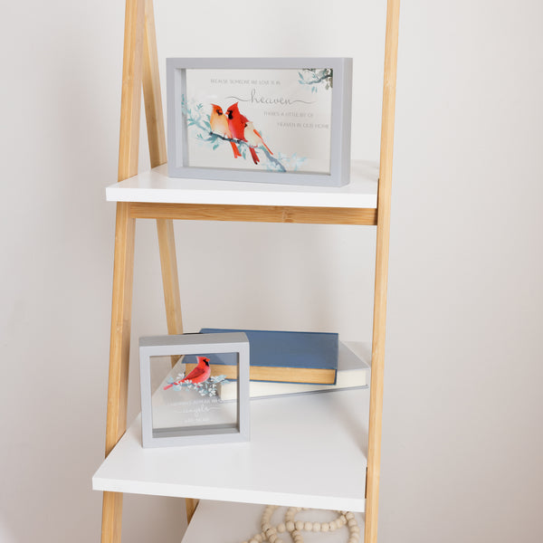Pavilion Gift Company Cardinals Appear 5" X 5" Framed Glass Plaque