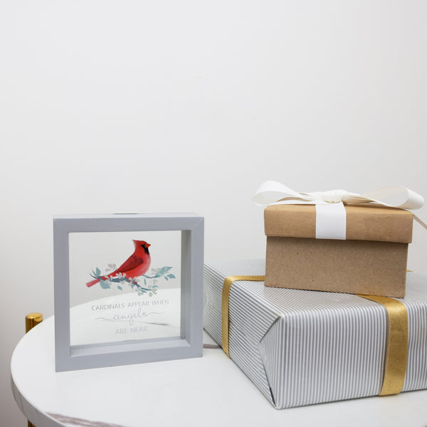 Pavilion Gift Company Cardinals Appear 5" X 5" Framed Glass Plaque