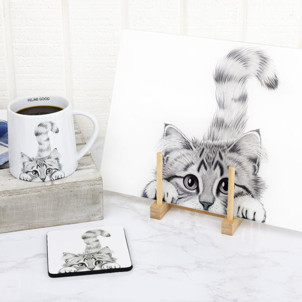 Pavilion Gift Company Cat 13.75" X 9.75" Glass Cutting Board