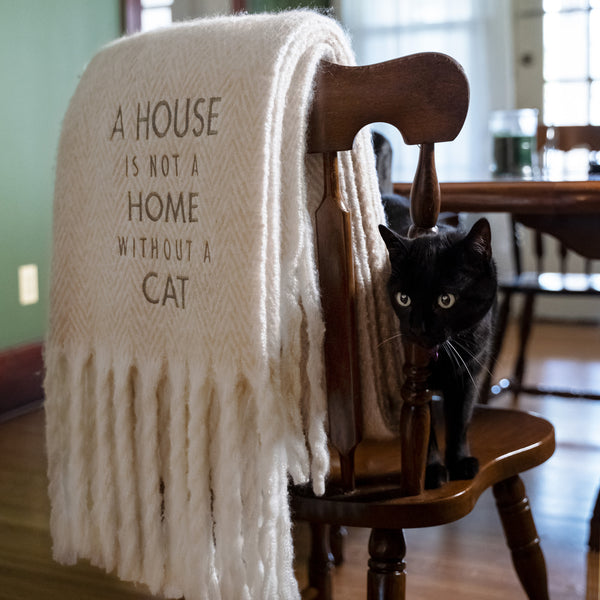 Pavilion Gift Company Cat 50" X 60" Herringbone Blanket