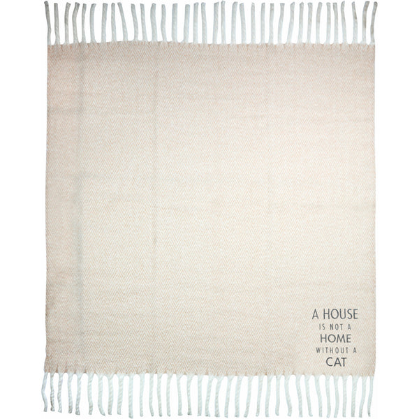 Pavilion Gift Company Cat 50" X 60" Herringbone Blanket