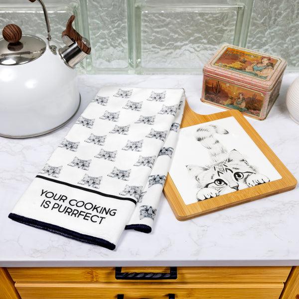 Pavilion Gift Company Cat 7.5" Bamboo & Ceramic Tile Trivet