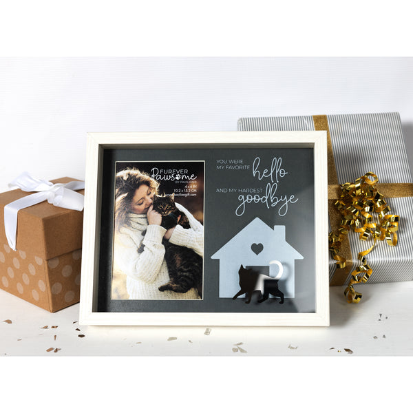 Pavilion Gift Company Cat Goodbye 9.5" X 7.5" Shadow Box Frame (Holds 4" X 6" Photo)