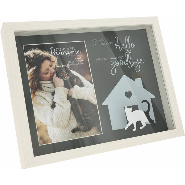 pavilion gift company Cat Goodbye 9.5" x 7.5" Shadow Box Frame (Holds 4" x 6" Photo)