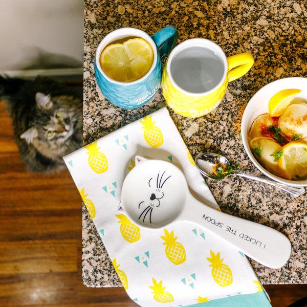 Pavilion Gift Company Cat Licked The Spoon 10" Spoon Rest