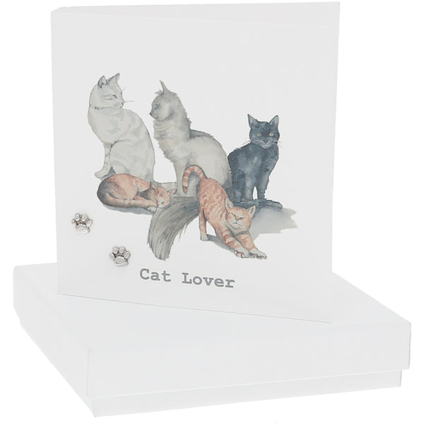 pavilion gift company Cat Lover 6mm Sterling Silver Pawprint Stud Earrings