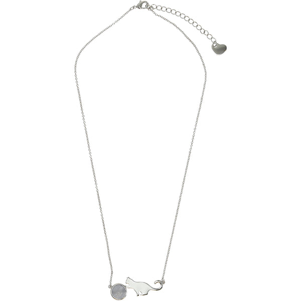 Pavilion Gift Company Cat Mom Rhodium Plated Agate Adjustable Necklace