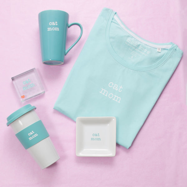 Pavilion Gift Company Cat Mom Small Teal/Mint Green T-Shirt