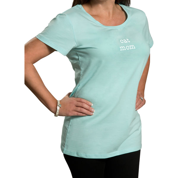 pavilion gift company Cat Mom Small Teal/Mint Green T-Shirt